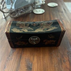 Antique Chinese lacquered leather-wrapped "pillow form" Box